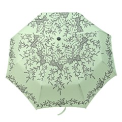 Illustration Of Butterflies And Flowers Ornament On Green Background Folding Umbrellas by BangZart