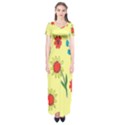 Flowers Fabric Design Short Sleeve Maxi Dress View1