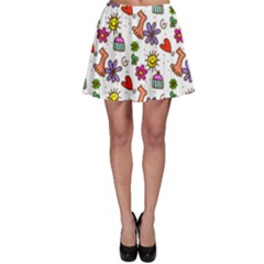 Cute Doodle Wallpaper Pattern Skater Skirt by BangZart