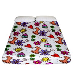 Cute Doodle Wallpaper Pattern Fitted Sheet (california King Size) by BangZart