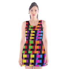 Colorful Rectangles And Squares                   Scoop Neck Skater Dress by LalyLauraFLM