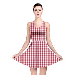 Usa Flag Red Blood Large Gingham Check Reversible Skater Dress by PodArtist