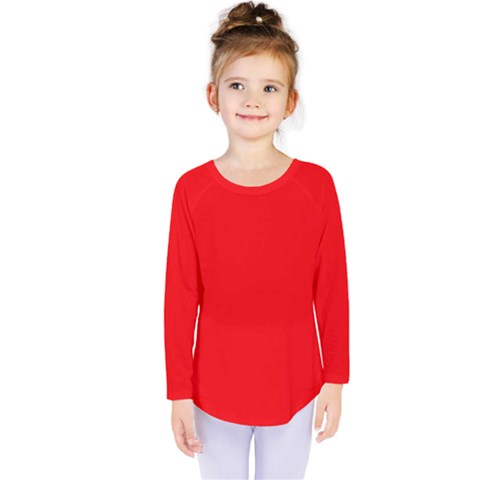 Solid Christmas Red Velvet Kids  Long Sleeve Tee by PodArtist