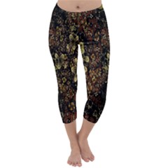 Wallpaper With Fractal Small Flowers Capri Winter Leggings  by BangZart