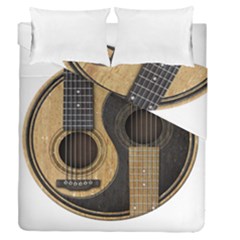 Old And Worn Acoustic Guitars Yin Yang Duvet Cover Double Side (queen Size) by JeffBartels