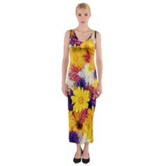 Colorful Flowers Pattern Fitted Maxi Dress by BangZart