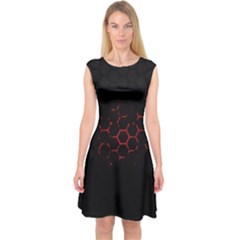 Abstract Pattern Honeycomb Capsleeve Midi Dress by BangZart