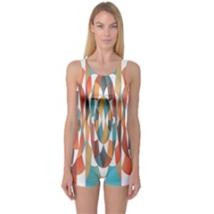 Colorful Geometric Abstract One Piece Boyleg Swimsuit by linceazul