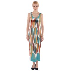 Colorful Geometric Abstract Fitted Maxi Dress by linceazul