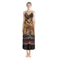 Tiger Face Button Up Chiffon Maxi Dress by BangZart