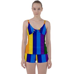 Paper Rainbow Colorful Colors Tie Front Two Piece Tankini by paulaoliveiradesign