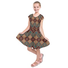 Knitted Pattern Kids  Short Sleeve Dress by BangZart