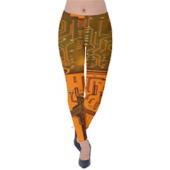 Circuit Board Pattern Velvet Leggings by BangZart