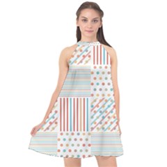 Simple Saturated Pattern Halter Neckline Chiffon Dress  by linceazul