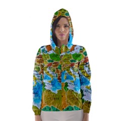 World Map Hooded Wind Breaker (women) by BangZart