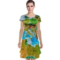 World Map Cap Sleeve Nightdress by BangZart