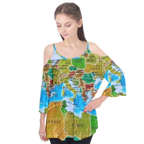 World Map Flutter Tees by BangZart