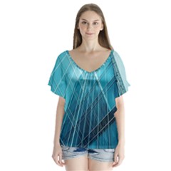 Glass Bulding Flutter Sleeve Top by BangZart