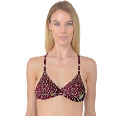 Crewel Fabric Tree Of Life Maroon Reversible Tri Bikini Top by BangZart