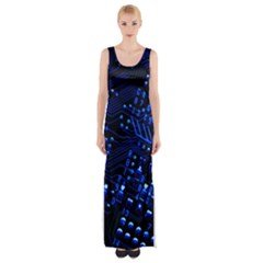 Blue Circuit Technology Image Maxi Thigh Split Dress by BangZart