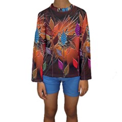 Colorful Leaves Kids  Long Sleeve Swimwear by BangZart