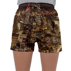 New York City At Night Future City Night Sleepwear Shorts by BangZart