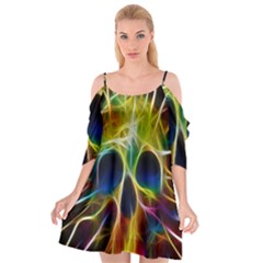 Skulls Multicolor Fractalius Colors Colorful Cutout Spaghetti Strap Chiffon Dress by BangZart