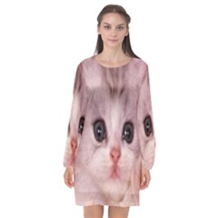 Cat  Animal  Kitten  Pet Long Sleeve Chiffon Shift Dress  by BangZart