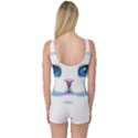 Cute White Cat Blue Eyes Face One Piece Boyleg Swimsuit View2