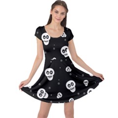 Skull Pattern Cap Sleeve Dresses by BangZart