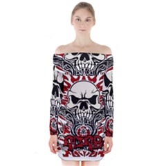 Acab Tribal Long Sleeve Off Shoulder Dress by Valentinaart