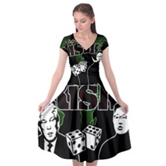 Nuclear Explosion Trump And Kim Jong Cap Sleeve Wrap Front Dress by Valentinaart