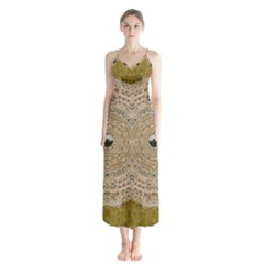 Golden Forest Silver Tree In Wood Mandala Button Up Chiffon Maxi Dress by pepitasart