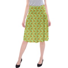 Green And Yellow Banana Bunch Pattern Midi Beach Skirt by NorthernWhimsy