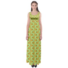 Green And Yellow Banana Bunch Pattern Empire Waist Maxi Dress by NorthernWhimsy