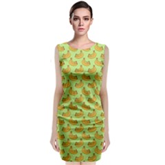 Green And Yellow Banana Bunch Pattern Classic Sleeveless Midi Dress by NorthernWhimsy