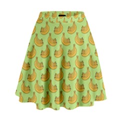 Green And Yellow Banana Bunch Pattern High Waist Skirt by NorthernWhimsy