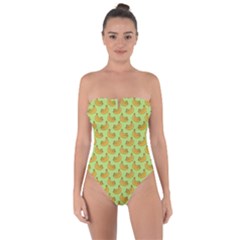 Green And Yellow Banana Bunch Pattern Tie Back One Piece Swimsuit by NorthernWhimsy