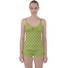 Green And Yellow Banana Bunch Pattern Tie Front Two Piece Tankini by NorthernWhimsy