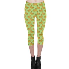 Green And Yellow Banana Bunch Pattern Capri Leggings  by NorthernWhimsy