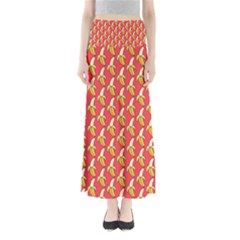 Bright Pink And Yellow Peeled Banana Patterns Full Length Maxi Skirt by NorthernWhimsy