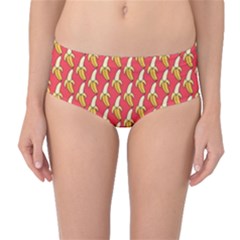 Bright Pink And Yellow Peeled Banana Patterns Mid-waist Bikini Bottoms by NorthernWhimsy