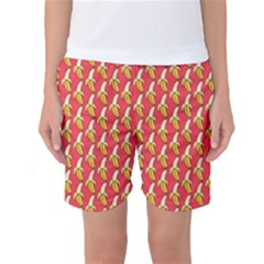 Bright Pink And Yellow Peeled Banana Patterns Women s Basketball Shorts by NorthernWhimsy