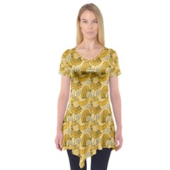 Yellow Banana Pattern Short Sleeve Tunic  by NorthernWhimsy