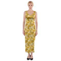 Yellow Banana Pattern Fitted Maxi Dress by NorthernWhimsy