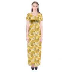 Yellow Banana Pattern Short Sleeve Maxi Dress by NorthernWhimsy