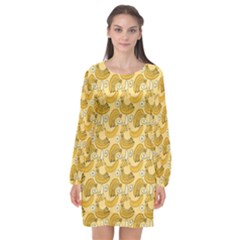 Yellow Banana Pattern Long Sleeve Chiffon Shift Dress  by NorthernWhimsy