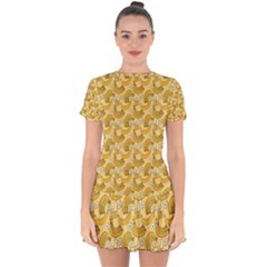 Yellow Banana Pattern Drop Hem Mini Chiffon Dress by NorthernWhimsy