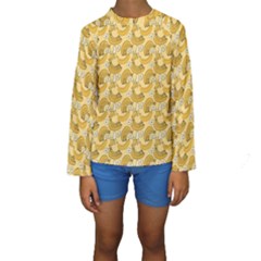 Yellow Banana Pattern Kids  Long Sleeve Swimwear by NorthernWhimsy