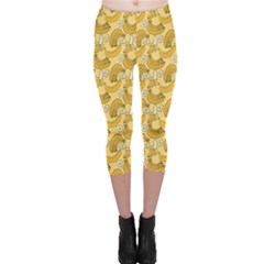 Yellow Banana Pattern Capri Leggings  by NorthernWhimsy